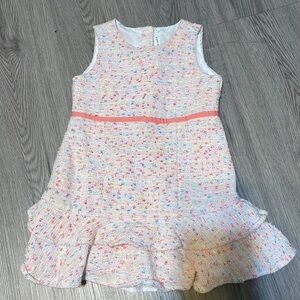 Janie and Jack Tweed Ruffle Bottom Dress - Kids | Color: Pink/White | Size: 3T